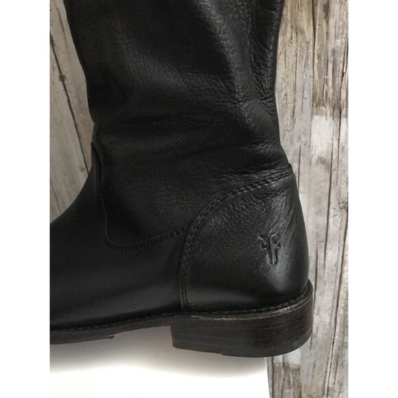 FRYE Shirley OTK Over The Knee Boots Riding Boots Black Leather Tall Pullover 6 - Picture 7 of 12